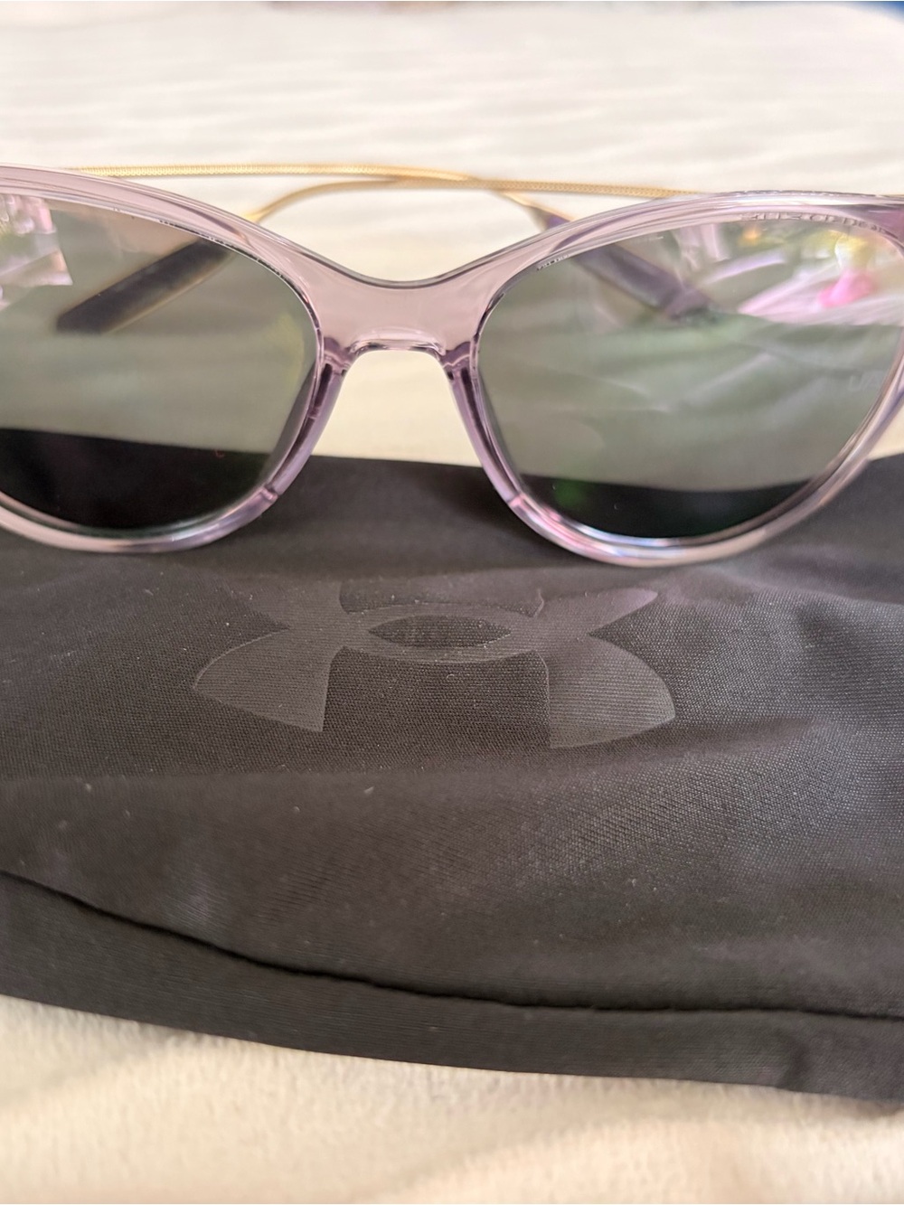 Under Armour Translucent Lavender Frame Sunglasses with Gold Bridge